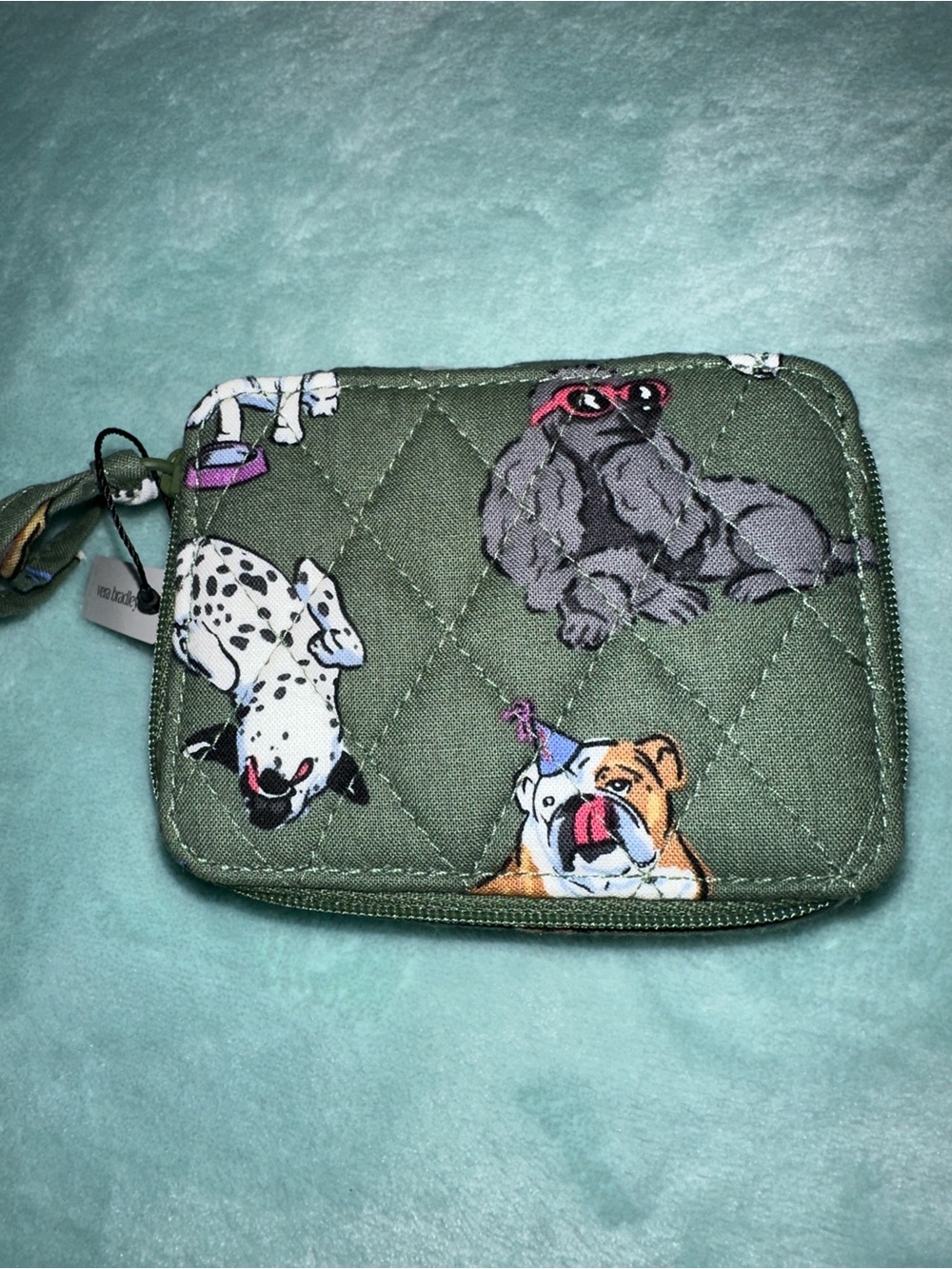 Vera Bradley Olive Green Quilted Pill Box with Dog Motif - Picture 2 of 4